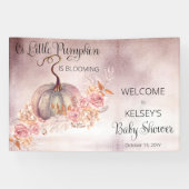 小さなカボチャがピンクの赤ちゃんシャワーを咲いている 横断幕 (横)