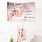 小さなカボチャがピンクの赤ちゃんシャワーを咲いている 横断幕 (インサイチュ)