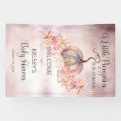 小さなカボチャがピンクの赤ちゃんシャワーを咲いている 横断幕 (横)