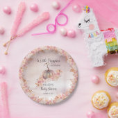 小さなカボチャがピンクの赤ちゃんシャワーパップ咲いている ペーパープレート (パーティー)