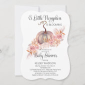 小さなカボチャがピンクの赤ちゃんシャワーInvi咲いている 招待状 (正面)