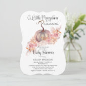 小さなカボチャがピンクの赤ちゃんシャワーInvi咲いている 招待状 (スタンド正面)