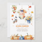 小さなカボチャが彼の道に秋の赤ちゃんシャワー 招待状 (正面)