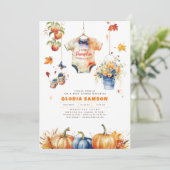 小さなカボチャが彼の道に秋の赤ちゃんシャワー 招待状 (スタンド正面)