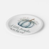 小さなカボチャが彼の道に赤ちゃんシャワー ペーパープレート (アングル)