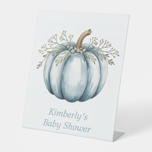小さなカボチャが彼の道に赤ちゃんシャワー 台座サイン (正面)