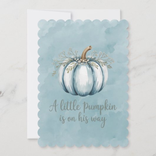 小さなカボチャが彼の道を歩いている男の子の赤ちゃんシャワー 招待状 (裏面)