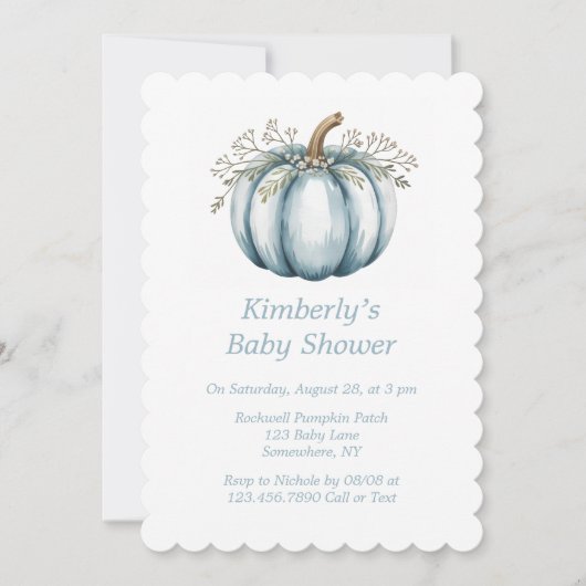 小さなカボチャが彼の道を歩いている男の子の赤ちゃんシャワー 招待状 (正面)