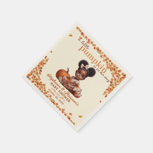 小さなカボチャが彼女の道にアフロプフ赤ん坊の女の子 スタンダードカクテルナプキン (角)