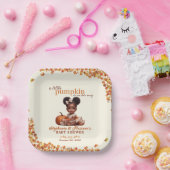 小さなカボチャが彼女の道にアフロプフ赤ん坊の女の子 ペーパープレート (パーティー)