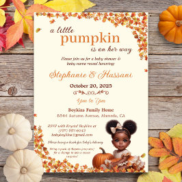 小さなカボチャが彼女の道にアフロプフ赤ん坊の女の子 招待状