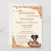 小さなカボチャが彼女の道にアフロプフ赤ん坊の女の子 招待状 (正面)