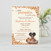 小さなカボチャが彼女の道にアフロプフ赤ん坊の女の子 招待状 (スタンド正面)