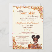 小さなカボチャが彼女の道にアフロプフ赤ん坊の女の子 招待状 (正面)