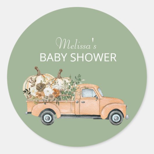 小さなカボチャが戸棚の上に置かれている ラウンドシール (正面)