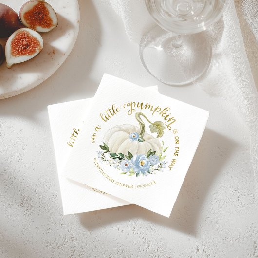 小さなカボチャが男の子の赤ちゃんシャワーの途中にある スタンダードカクテルナプキン