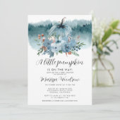 小さなカボチャが男の子の赤ちゃんシャワーの途中にある 招待状 (スタンド正面)