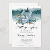 小さなカボチャが男の子の赤ちゃんシャワーの途中にある 招待状 (正面/裏面)