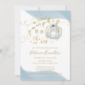 小さなカボチャが男の子の赤ちゃんシャワーの途中にある 招待状 (正面)