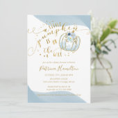 小さなカボチャが男の子の赤ちゃんシャワーの途中にある 招待状 (スタンド正面)