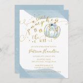 小さなカボチャが男の子の赤ちゃんシャワーの途中にある 招待状 (正面/裏面)