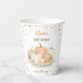 小さなカボチャが男の子の赤ちゃんシャワーの途中にある 紙コップ (裏面)