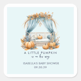 小さなカボチャが男の子の赤ちゃんシャワーを途中にある スクエアシール