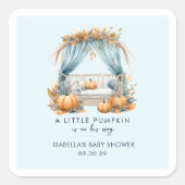 小さなカボチャが男の子の赤ちゃんシャワーを途中にある スクエアシール (正面)