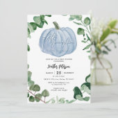 小さなカボチャが男の子の赤ちゃんシャワーを途中にある 招待状 (スタンド正面)
