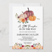 小さなカボチャが赤ちゃんのシャワーが侵入する途中にある 招待状 (正面)