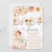 小さなカボチャが赤ちゃんのシャワーが侵入する途中にある 招待状 (正面)