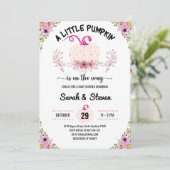 小さなカボチャが赤ちゃんの女の子シャワーの途中にある 招待状 (スタンド正面)