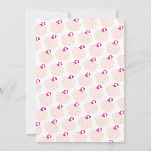 小さなカボチャが赤ちゃんの女の子シャワーの途中にある 招待状 (裏面)