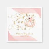 小さなカボチャが赤ちゃんシャワーのエレガント途中にある スタンダードカクテルナプキン (正面)