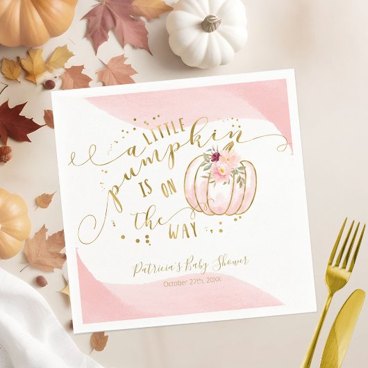 小さなカボチャが赤ちゃんシャワーのエレガント途中にある スタンダードカクテルナプキン