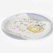 小さなカボチャが赤ちゃんシャワーのエレガント途中にある ペーパープレート (アングル)