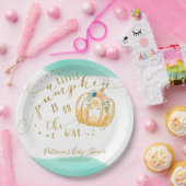 小さなカボチャが赤ちゃんシャワーのエレガント途中にある ペーパープレート (パーティー)