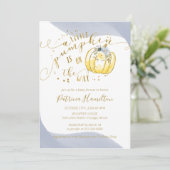 小さなカボチャが赤ちゃんシャワーのエレガント途中にある 招待状 (スタンド正面)