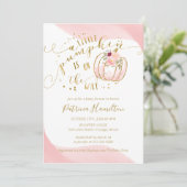 小さなカボチャが赤ちゃんシャワーのエレガント途中にある 招待状 (スタンド正面)