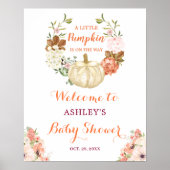 小さなカボチャが赤ちゃんシャワーのサインに行く ポスター (正面)