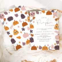 小さなカボチャが赤ちゃんシャワーのモダン途中にある