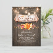 小さなカボチャが赤ちゃんシャワーの素朴途中にある 招待状 (スタンド正面)