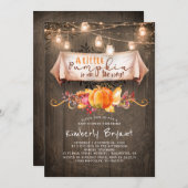 小さなカボチャが赤ちゃんシャワーの素朴途中にある 招待状 (正面/裏面)