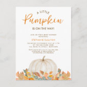 小さなカボチャが赤ちゃんシャワーの途中にある インビテーションポストカード (正面)