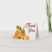 小さなカボチャが赤ちゃんシャワーの途中にある サンキューカード (正面)