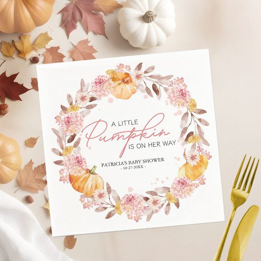 小さなカボチャが赤ちゃんシャワーの途中にある スタンダードカクテルナプキン