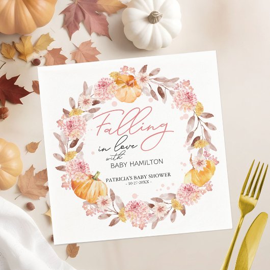 小さなカボチャが赤ちゃんシャワーの途中にある スタンダードカクテルナプキン