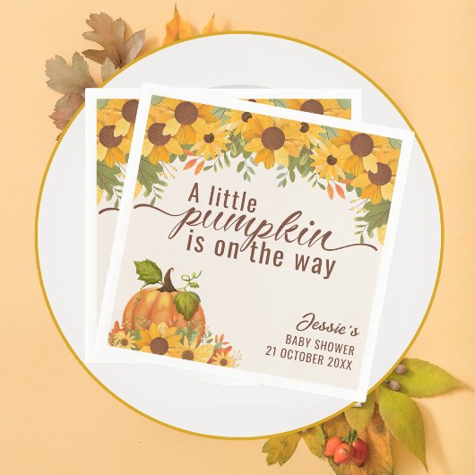 小さなカボチャが赤ちゃんシャワーの途中にある スタンダードカクテルナプキン