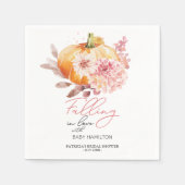 小さなカボチャが赤ちゃんシャワーの途中にある スタンダードカクテルナプキン (正面)