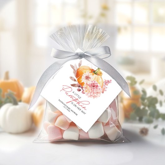 小さなカボチャが赤ちゃんシャワーの途中にある フェイバータグ